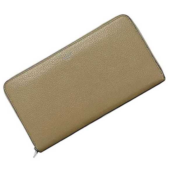 CELINE Round Long Wallet Beige Red Silver Leather Zip Ladies - Picture 1 of 10